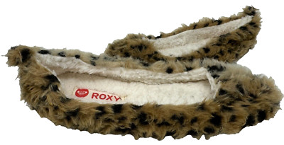 Roxy Women's Slip On Faux Fur Fuzzy House Slippers Leopard Print Size:8.5 77EF