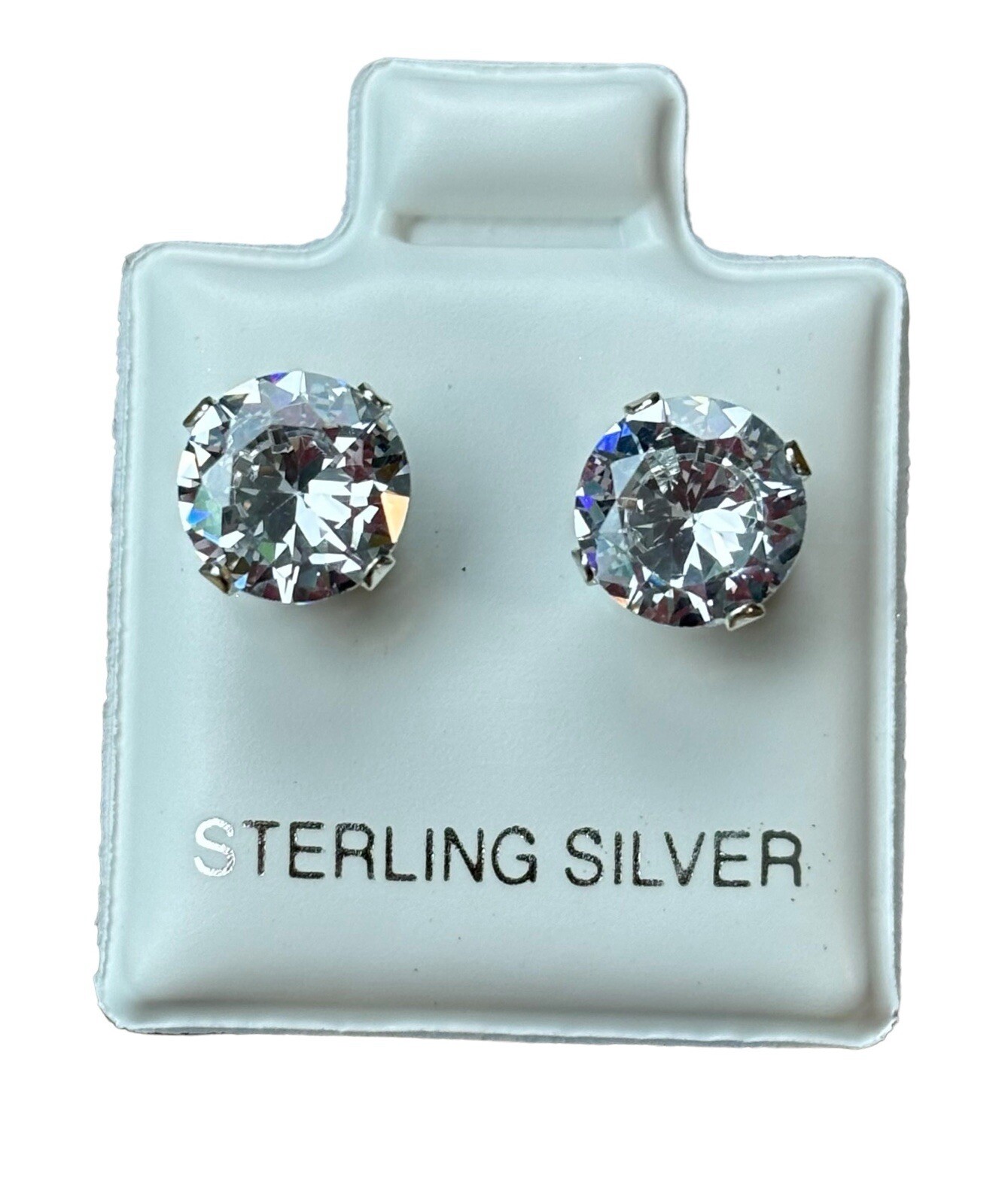 Sterling Silver And Cubic Zirconia Pierced Stud Earrings