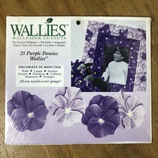 Wallies Wallpaper Cutouts 25 Purple Pansy 12014 Pre-pasted NEW Flowers