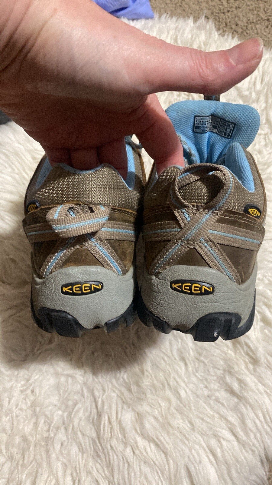 Scarpe basse da trekking KEEN Voyageur donna 9 pelle marrone blu atletiche trail