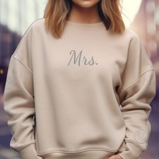 Personalized Gift For Bride, Bride Sweatshirt, Initial, Mrs Heart Sleeve, Engage