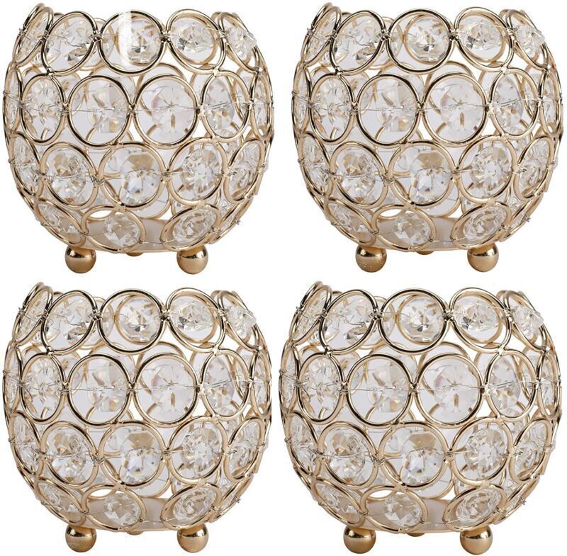 Gold Globe Candle Holder Studded For Anniversary Wedding Celebration 4