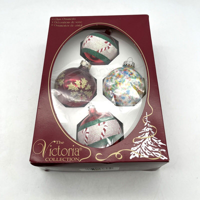 4 VTG Rauch The Victoria Collection Christmas Ornaments Glitter Sprinkles Canes