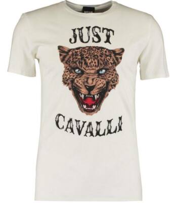 Just Cavalli Herren T-Shirt Designer Panther's Head Logo - Slim Fit