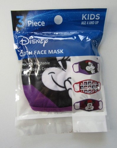 Disney Kids Age 4+ Cloth Face Mask (set of 3) Minnie Mouse Design - Picture 1 of 2