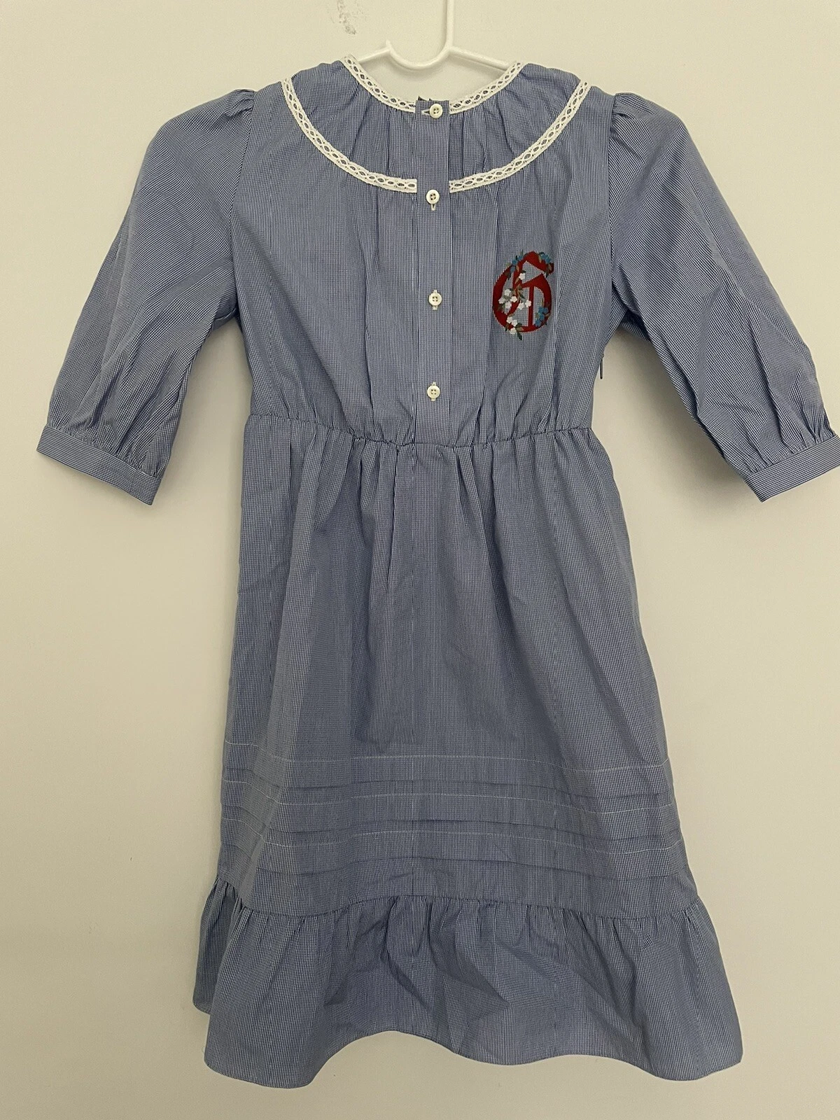 Robe Gucci fille L/S placée G micro Vichy neuve avec étiquette taille 8