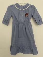 NWT Gucci Girls L/S Dress G Placed Micro Vichy Size 8