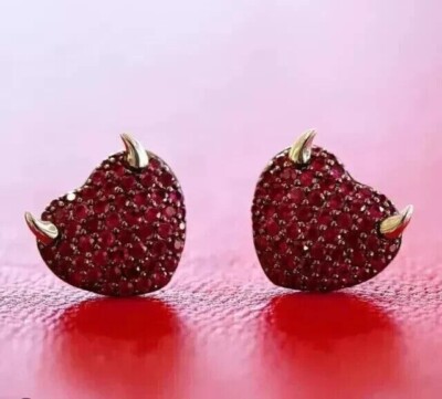 2CT Round Cut Simulated Red Ruby Women's Stud Earring 14K Yellow Gold Plated