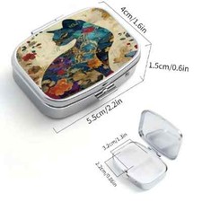 black Cat pill box medicine floral Trinket NEW Free Ship Stocking Stuffer