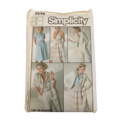 Simplicity 7272 Misses Go Everywhere 12 Pants Skirt Unlined Jacket UNCUT 1980