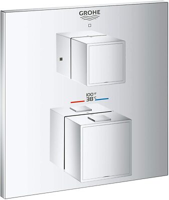GROHE 24158000 Grohtherm Cube Dual Function 2-Handle Trim Kit StarLight Chrome