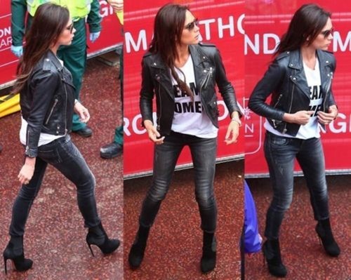 estilo Victoria estilo Chaqueta genuino Beckham de mujer biker para FqgtWdB