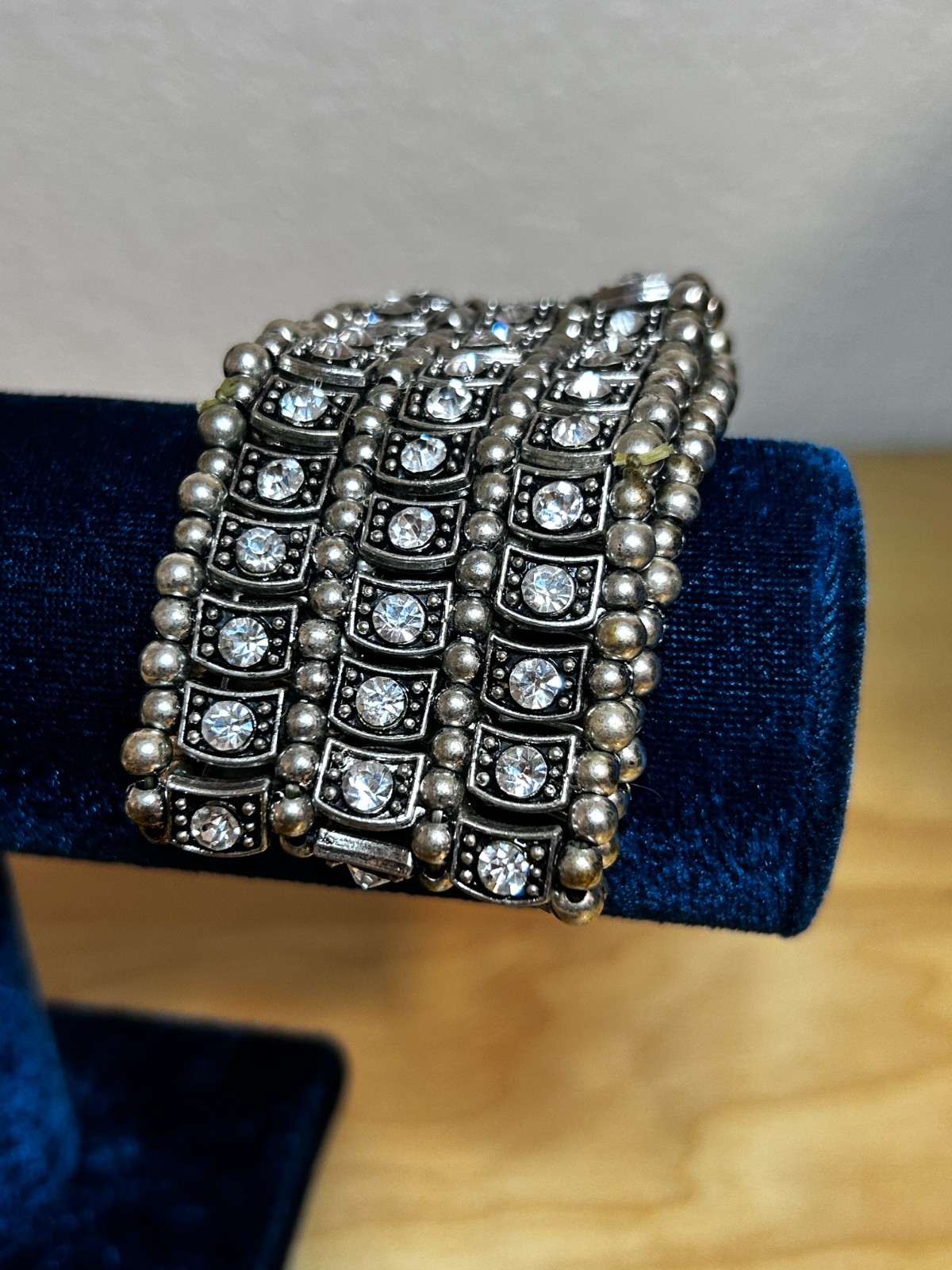 Beautiful Silver Clear Crystal Statement Stretch … - image 10