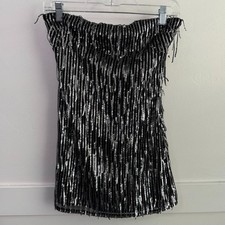NWT UO SILENCE + NOISE Black Drippy Sequin Strapless Mini Dress Size Medium