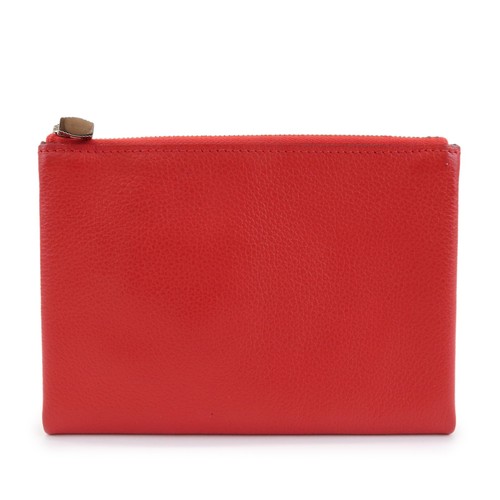 HERMES Logo Leather Atout PM Pouch Cosmetic Pouch Red Authentic Used F/S