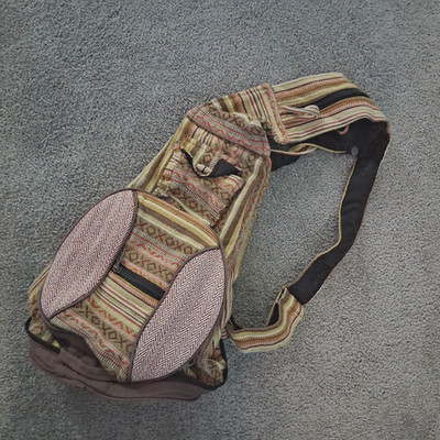 Convertible Hemp Backpack Sling Bag Boho Tribal Stripe Travel Packable Eco Nepal