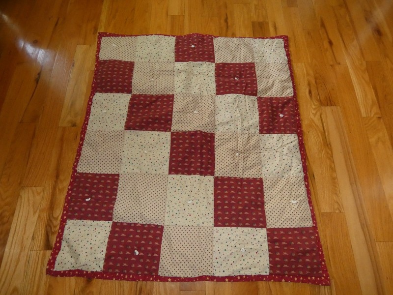 Fourth of July Hand Tie Quilt Handmade Pieced Flags Cannons 34 x 40"