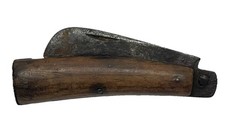 Antique Hawkbill Knife Wood Handle Folding Pocket Curved Unstamped Wooden Vtg