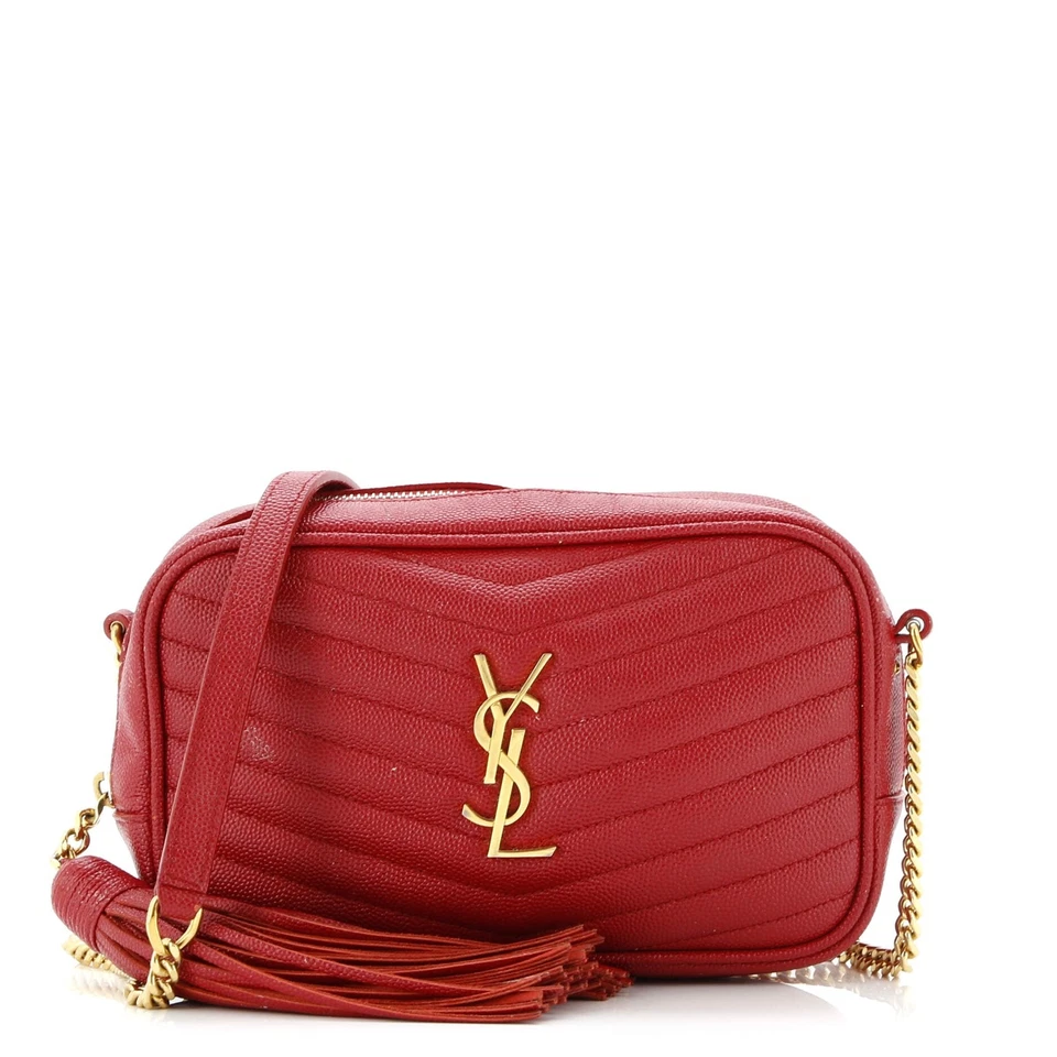 Bolso para cámara Saint Laurent Lou Matelasse Chevron cuero mini