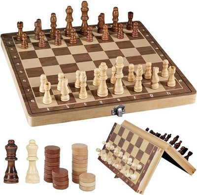 Sunshine smile 29cm Schachspiel Magnetisch Holz,Backgammon,3 in 1 Schachspiel...