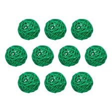 10 Pcs Wicker Rattan Balls 2.4 Inch Rattan Decorative Balls Deep Green