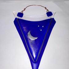Handmade Blue Glass Moon Stained Glass Suncatcher Decorative Ready to Hang