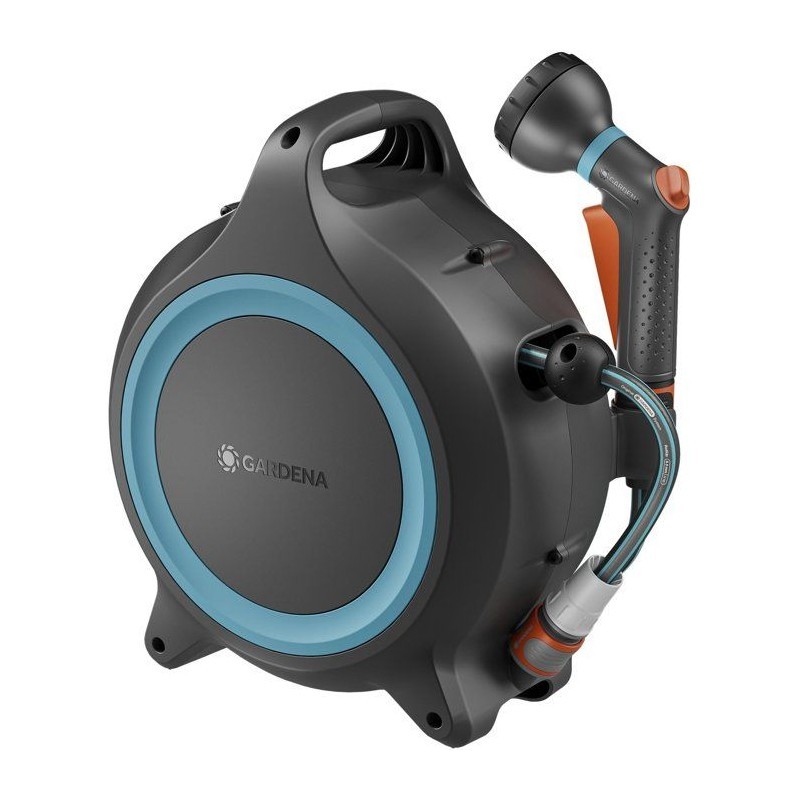 Dévidoir automatique GARDENA MoveMatic avec tuyau d'arrosage 12,5m pour petit jardin et balcon
