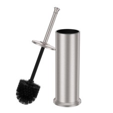 Stain Nickel Toilet Brush and Holder  Extra Long Handled Toilet Brush for Bath...