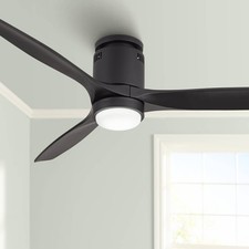 52" Modern 3 Blade Hugger Ceiling Fan LED Light Remote Matte Black Living Room
