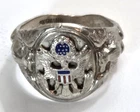 Vtg US Army Eagle Emblem Crest Sterling Silver WW2 Signet Ring Size 9.5 (9.18g)