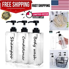Stylish Shampoo and Conditioner Dispenser Set of 3 - Modern 21Oz Shower Soap Bot