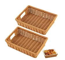 Marsui 2 Pcs 9x13 Baking Pan Holder Wicker Serving Baskets for Foil Pans