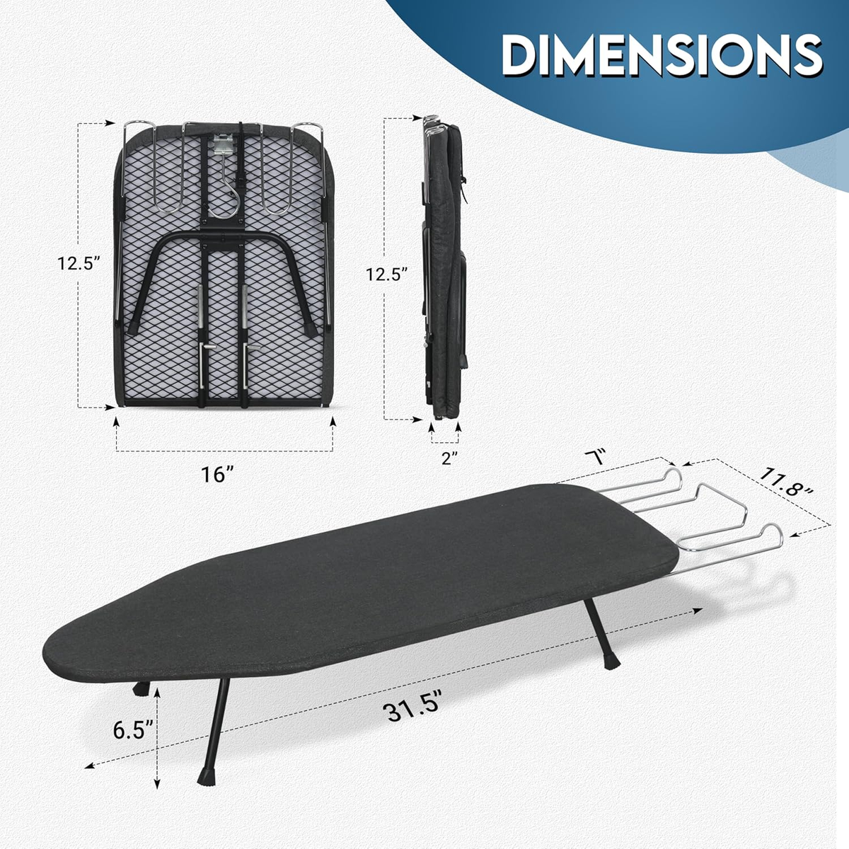 Small Tabletop Ironing Board, Foldable Compact Ironing Board with