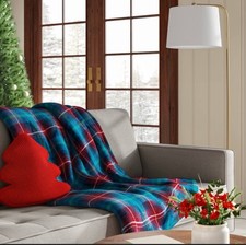 Plaid Plush Throw Blanket with Faux Shearling Reverse - Threshold 60 x 50