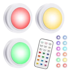 3 Pack LED Puck Lights with Remote 13 Colors Dimmable Under Cabinet Lighting