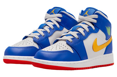 Nike Air Jordan 1 Mid Racer Blue Red Gold IM6562-445 GS New