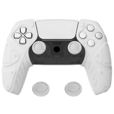 PlayVital Mecha Edition White Ergonomic Soft Controller Silicone Case Grips f...