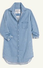 FRANK EILEEN "Mary" Button Shirt Dress Chambray Perfect Denim Cotton Blue sz S