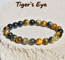 Golden Blue Tiger's Eye Stretch Bracelet 8mm Beads Healing Protection Bracelet
