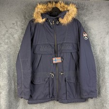 Napapijri Skidoo Parka Jacke XL Herren Navy Fell Kapuze Taschen Wandern Outdoor