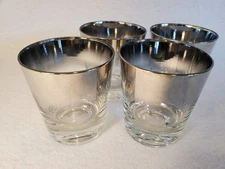Set of 4 Vintage Silver Fade glass "Old Fashion" Cocktail tumbles 3 1/4"