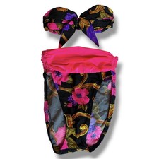 La Blanca Vintage 90s High Waist Bikini Floral Tropical Black Two Piece Set XS-M