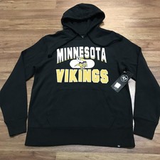 MENS M - NEW '47 Brand NFL Minnesota Vikings Football Fleece Hoodie Black