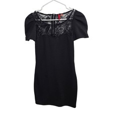 Black Lace Bodycon Mini Short Sleeve Dress. Size Medium