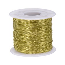 Metallic Cord 1mm 109 Yards Tinsel Rope Thread String, Golden