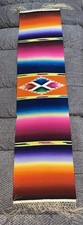 Vintage Mexican Serape Saltillo Woven Southwest Wool Table Runner 47  X 10  