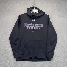 Northwestern Wildcats Football Hoodie Mens Medium Black High Neck Sweatshirt