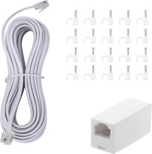 Long Telephone Extension Cord Phone Cable Line Wire, with Standard RJ11 Plug and
