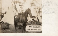 RPPC Postcard 101 Ranch Wild West Show Owner Joe Miller Horse Chester Oklahoma