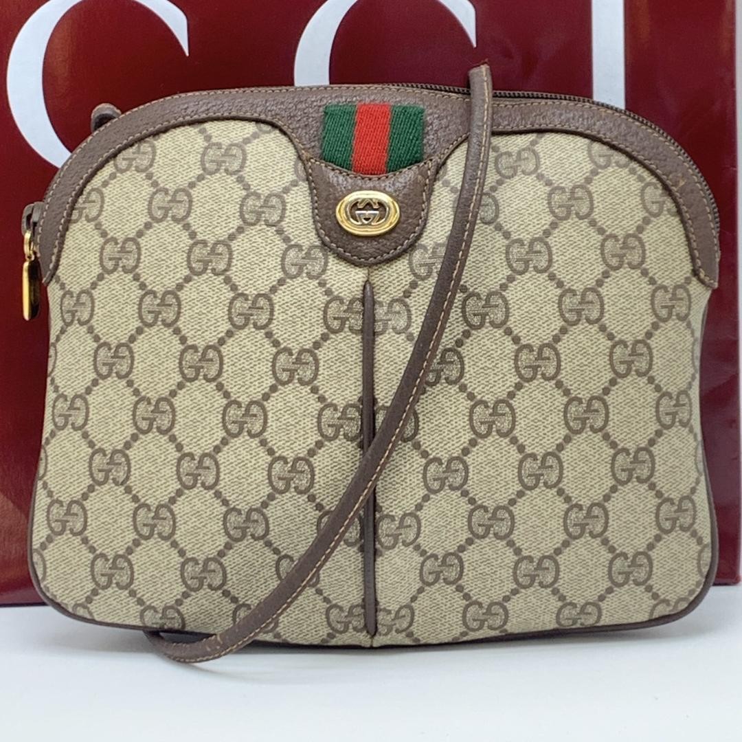 Gucci GG Supreme Sherry Mini Crossbody Bag in Beige Leather & PVC